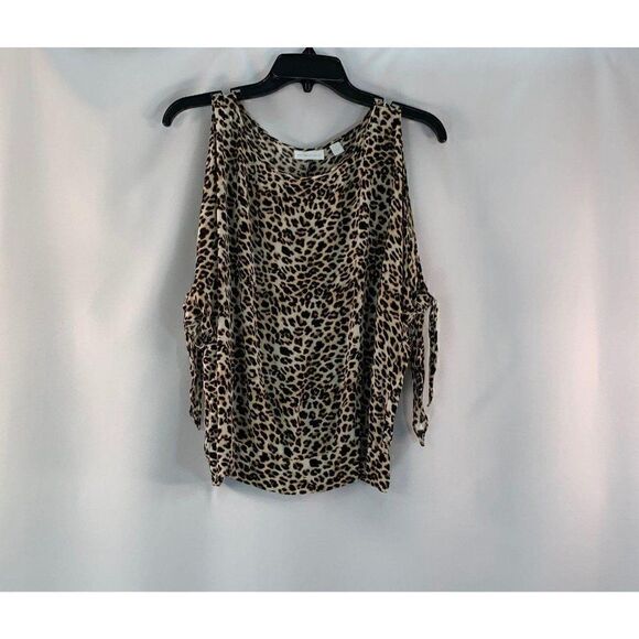 New York and Company Leopard Rayon Shirt Top Small‎ - Picture 1 of 4